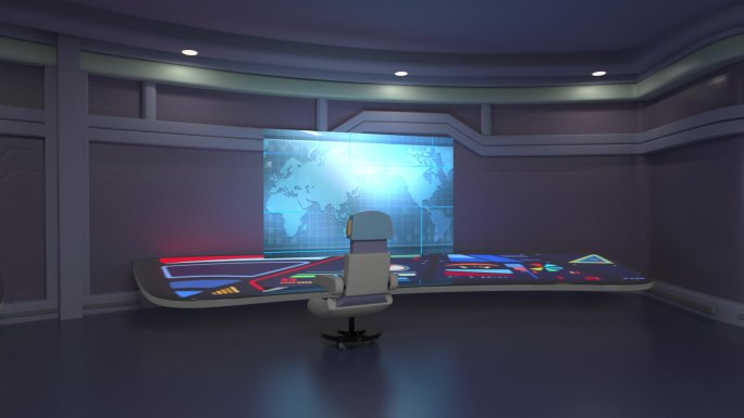 三维卡通风格控制室/信息中心模型