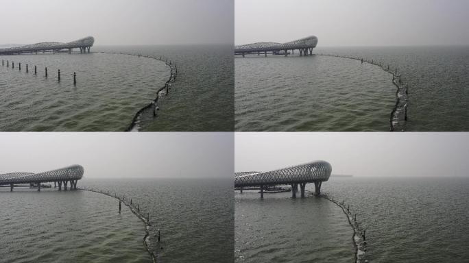 4K-Log-航拍苏州湾黄金湖岸如意桥