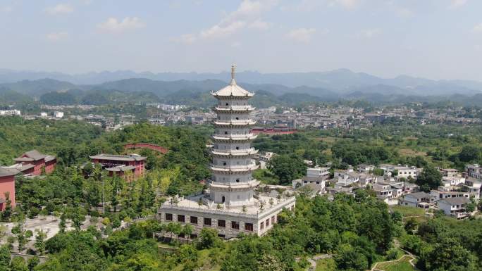 航拍贵阳大兴国寺大善塔