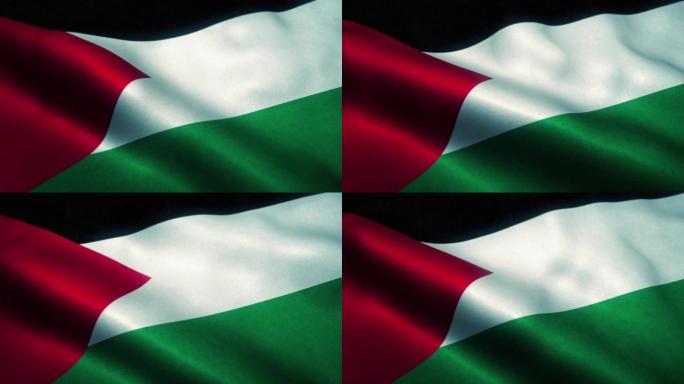 巴勒斯坦国旗在风中飘扬。