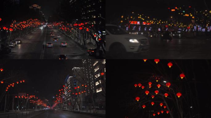 【4K】春节城市街道的红灯笼过年气氛-1