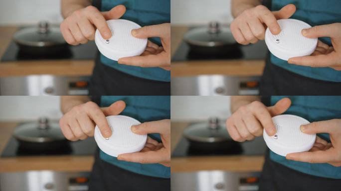 在使用前对烟雾探测器进行测试。