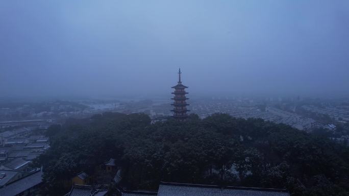 苏州太湖光福下雪雪景