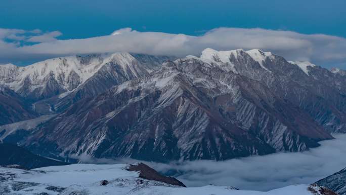 震撼壮观贡嘎山雪峰延时摄影大气自然风光