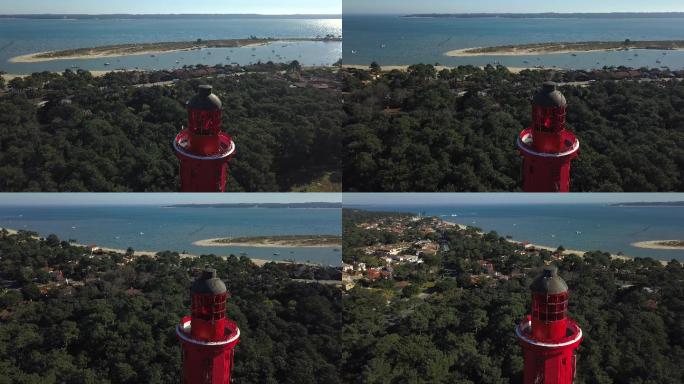 法国阿基坦吉伦德阿卡孔湾的雪貂帽灯塔