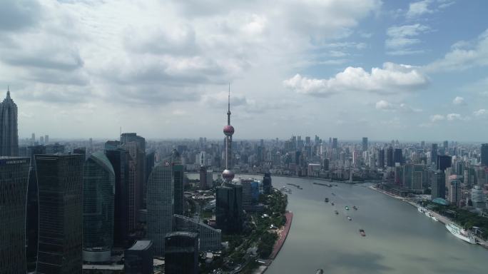 上海杨浦滨江飞跃陆家嘴航拍4K原始素材