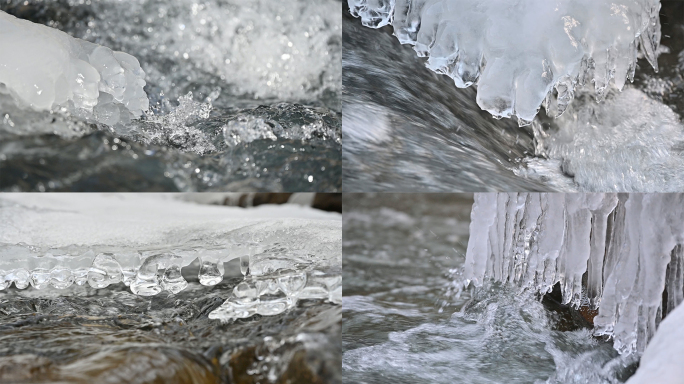 冬去春来寒冷小溪冰河冰雪消融素材合集