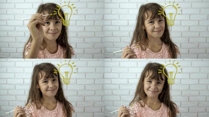 孩子画了一个灯泡。