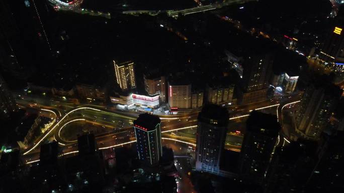 航拍贵阳城市交通花果园高架夜景