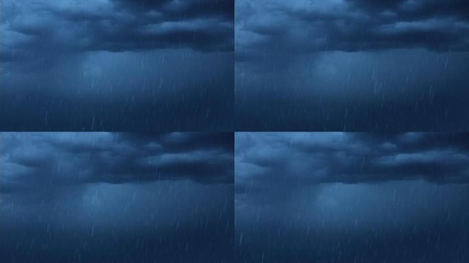 闪电、风暴和雨水电闪雷鸣暴雨天气下暴雨