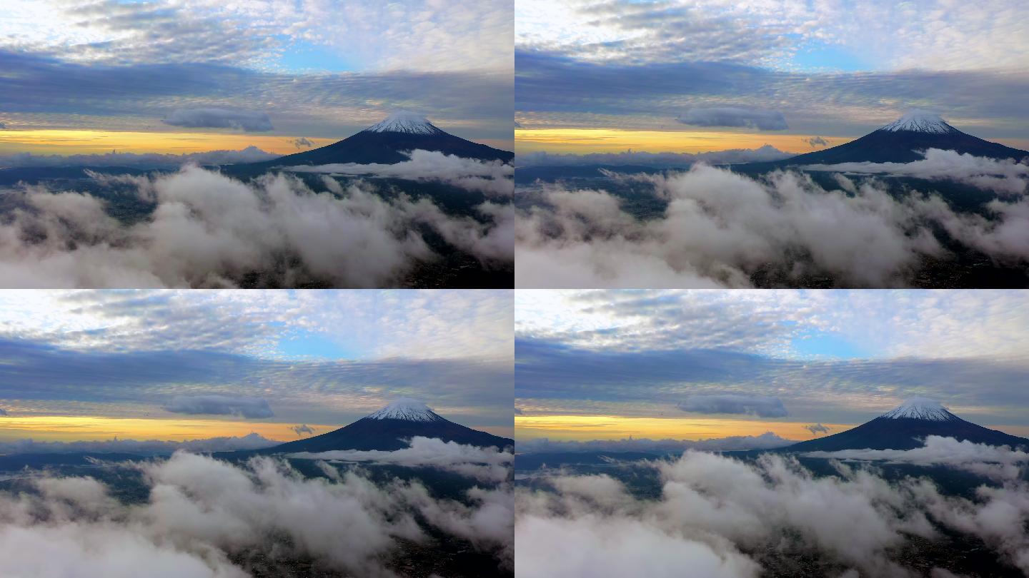 富士山鸟瞰景观风景湖泊风光延时山河森林云
