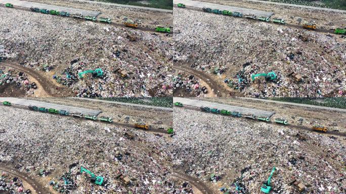 垃圾场鸟瞰图填埋场污染排放生活垃圾