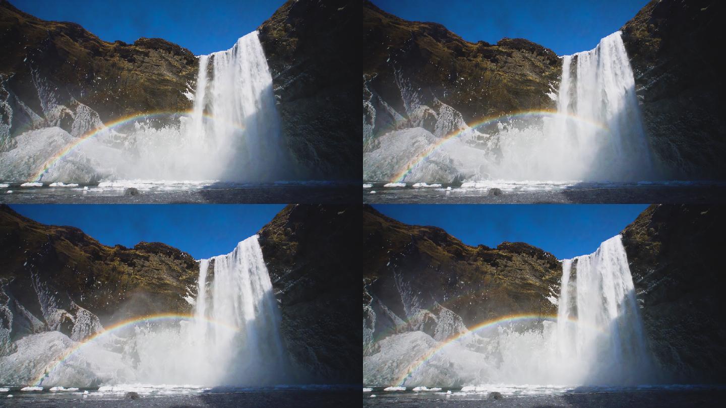 斯科加福斯瀑布壮观自然景观水资源丰富水能