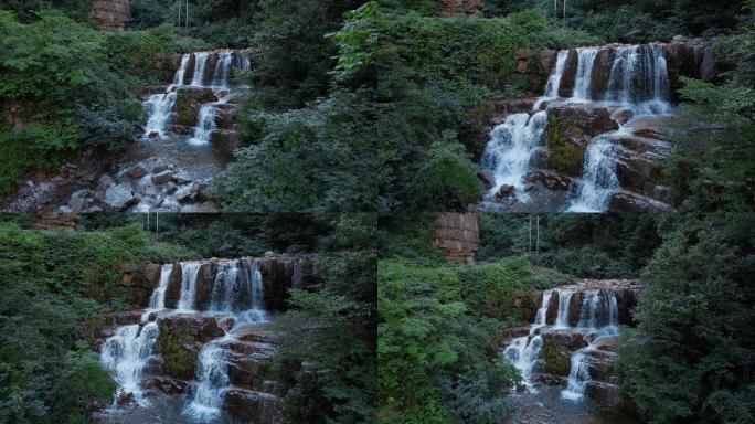 隐藏在山区密林深处的瀑布叠水