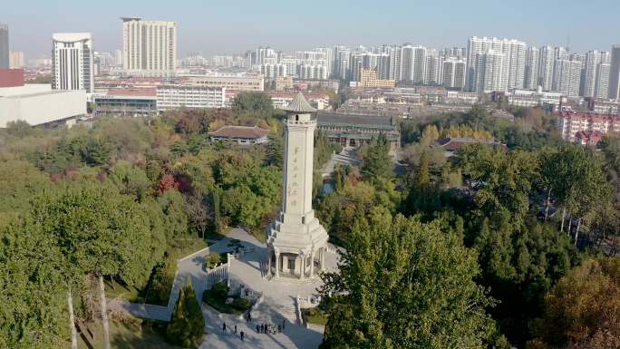 4K正版航拍临沂市华东革命烈士陵园纪念碑