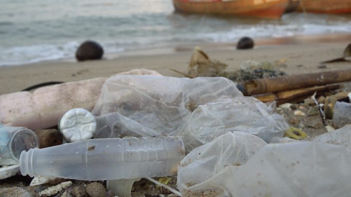 海滩垃圾污染海洋污染塑料降解生态保护