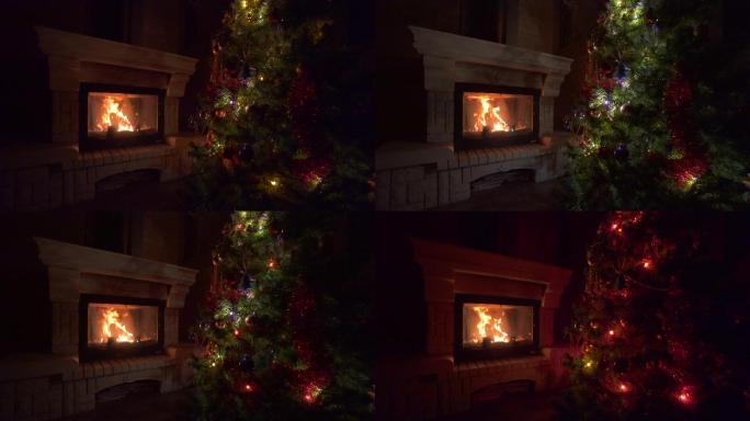圣诞树闪烁着五颜六色的彩灯
