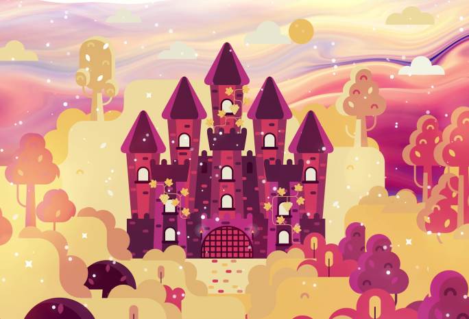 粉色卡通城堡