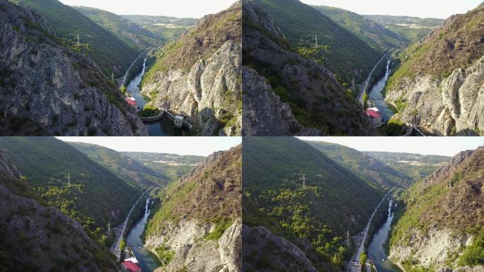 峡谷鸟瞰图峭壁无人机拍摄