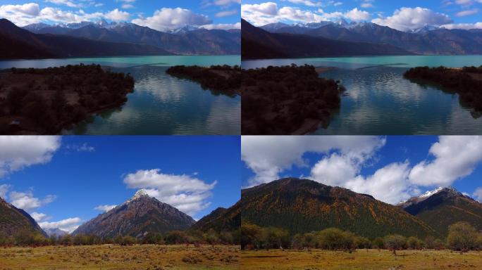 西藏林芝巴松措措高村的河湖与牧场