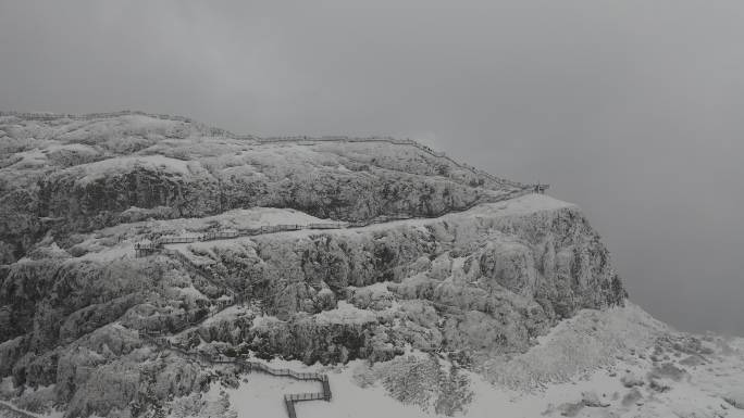 轿子雪山大雪云雾航拍