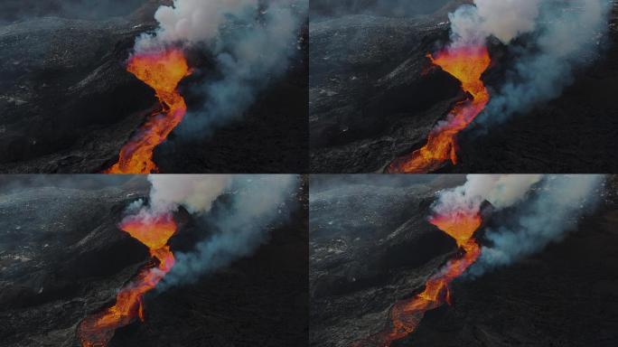 火山喷发风景鸟瞰图