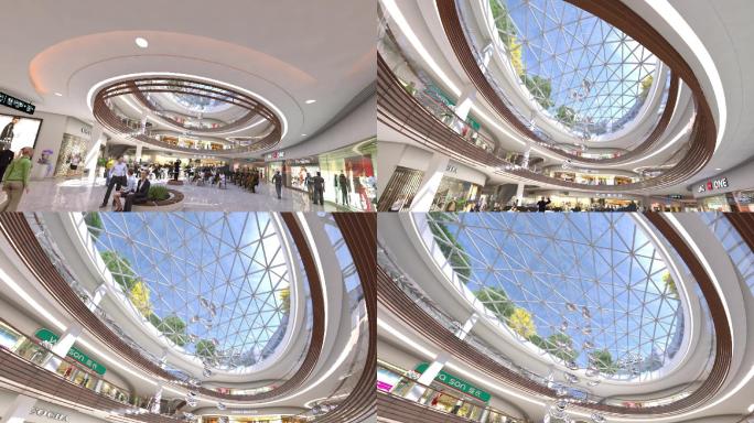 三维动画高端购物中心业态室内空间1层