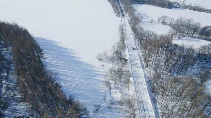 冬季旅行的车行驶在道路上