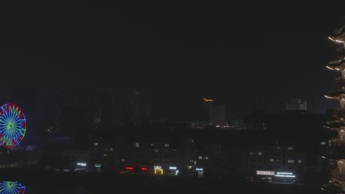 古城夜景永安塔航拍4K60帧LOG原片