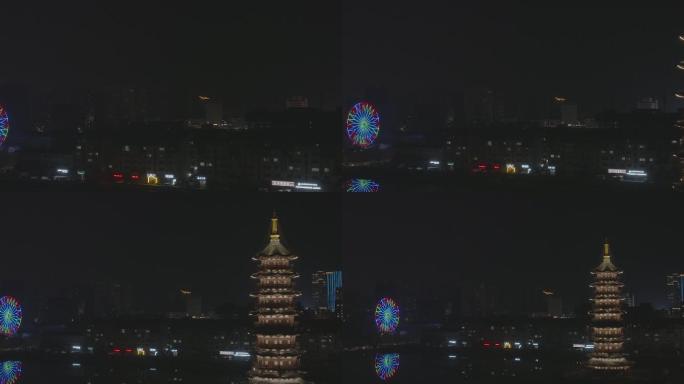古城夜景永安塔航拍4K60帧LOG原片