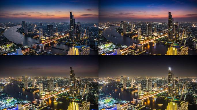 泰国曼谷经济夜景车流