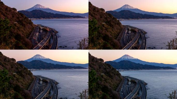 富士山黎明时分的延时视频