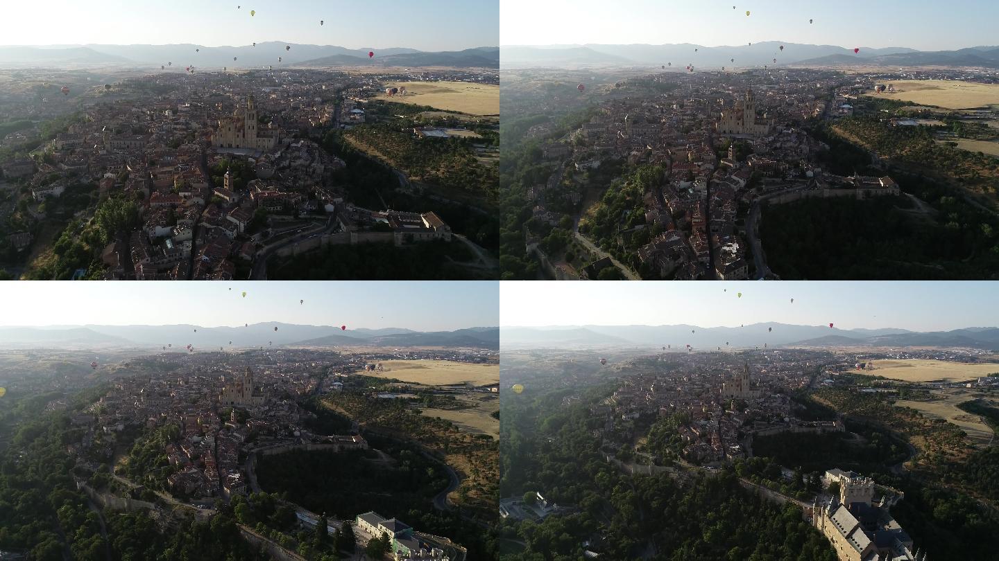 塞戈维亚热气球节航拍大美风光美丽风景