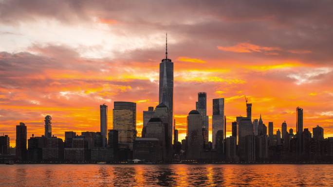 美国曼哈顿繁华建筑群大气全景空镜