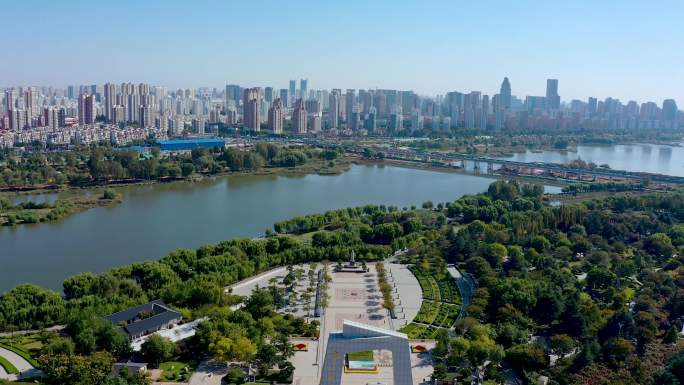 4K正版航拍山东省临沂市城市风景