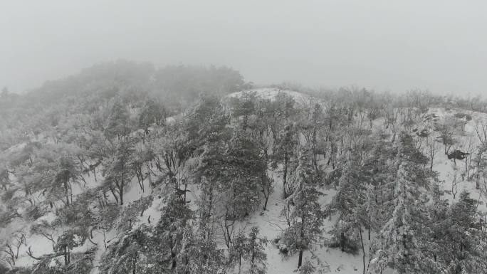 航拍雪后灵山雾凇