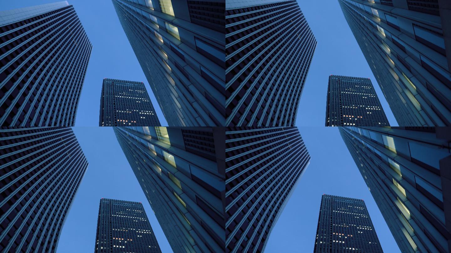 摩天大楼的低角度滑行镜头。