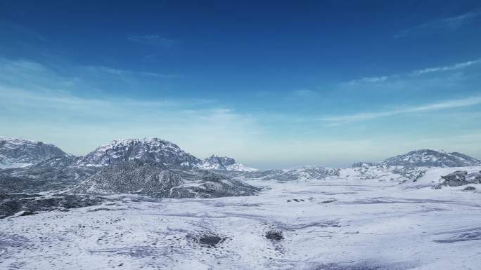 4K 冬天空旷唯美雪山-13