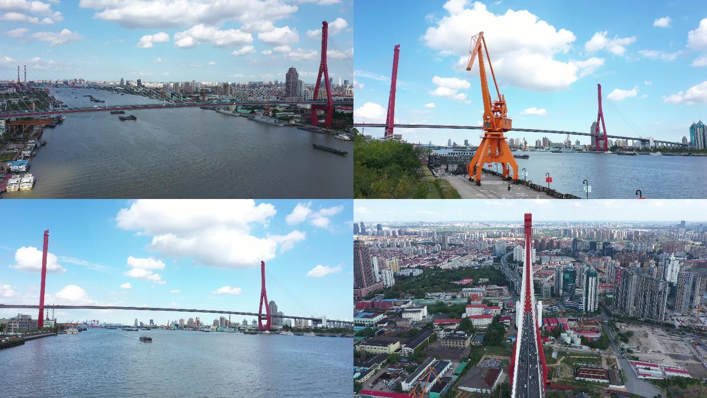上海杨浦大桥横穿黄浦江工业遗存展示原素材