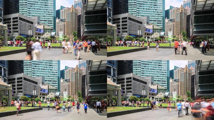 新加坡中央商务区城市建筑快速发展航拍延时