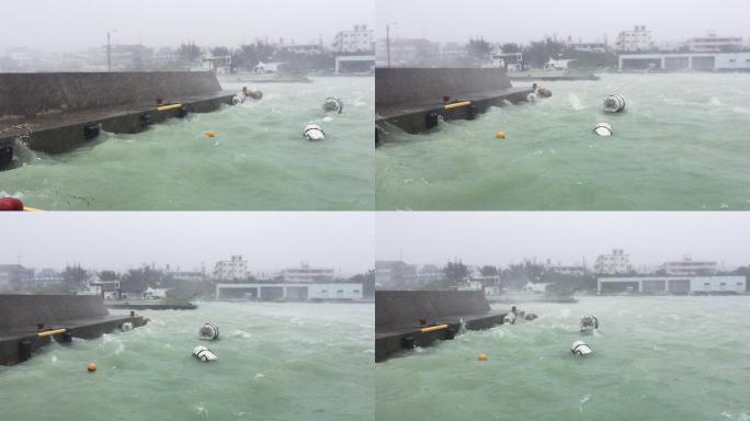 台风肆虐冲绳约米坦岛