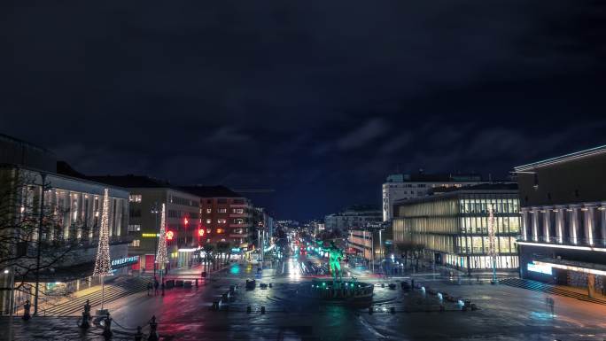 哥德堡市夜间时间推移