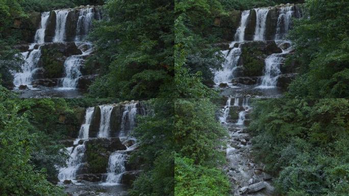 隐藏在山区密林深处的瀑布叠水视频