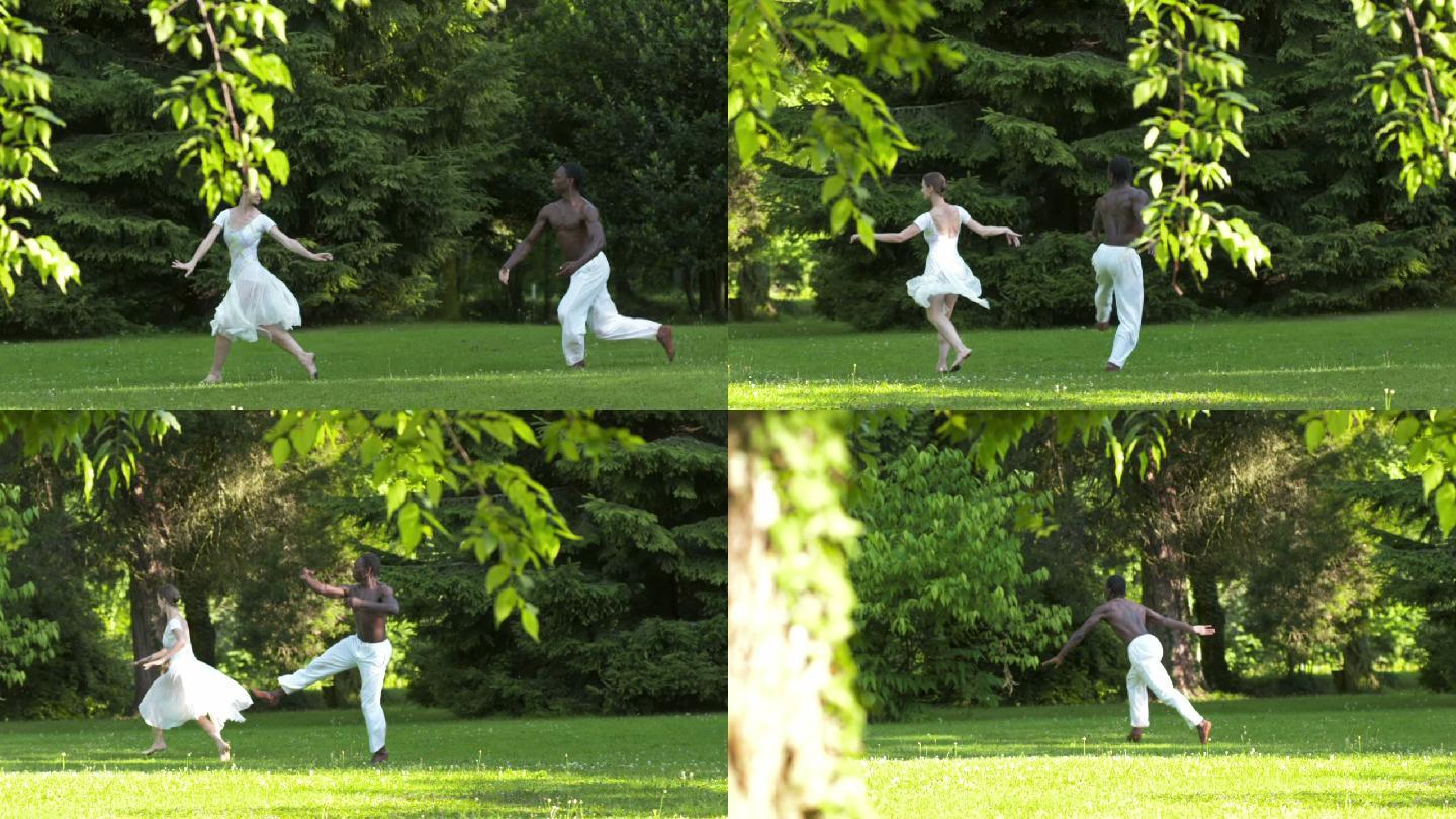 公园里的芭蕾舞双人舞