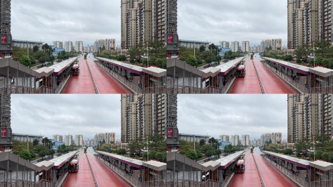 快速公交车驶入长虹路BRT专用车道站台