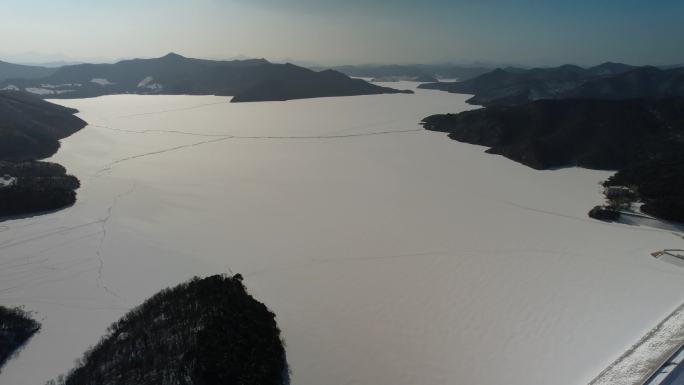 辽宁弓长岭汤河水库 航拍雪景