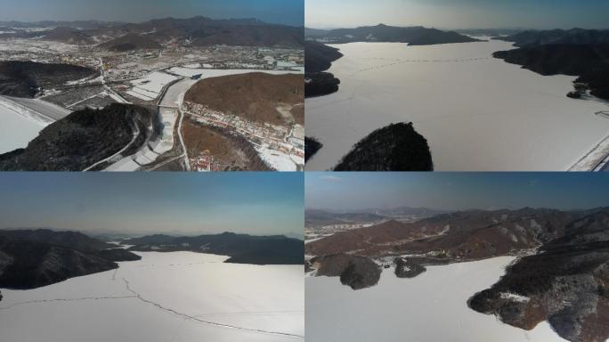 辽宁弓长岭汤河水库 航拍雪景