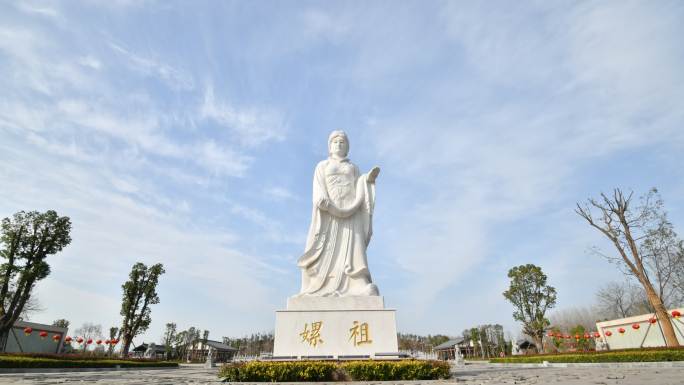 西平嫘祖庙嫘祖雕像延时