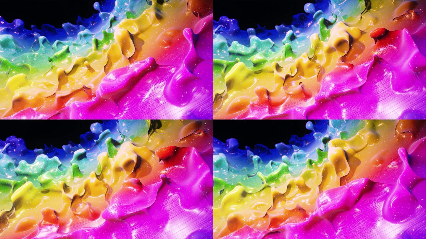 液体梯度彩虹颜色的平滑抽象动画。