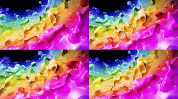 液体梯度彩虹颜色的平滑抽象动画。